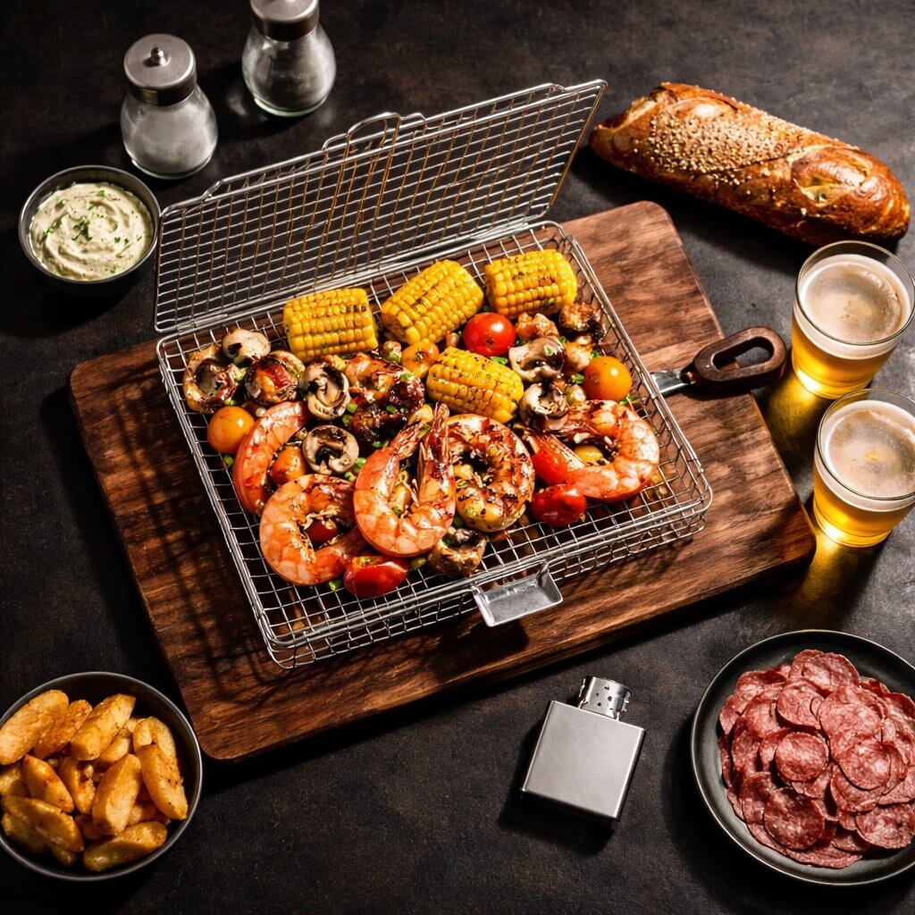 Panier de Grill en Inox pour Poisson et Légumes