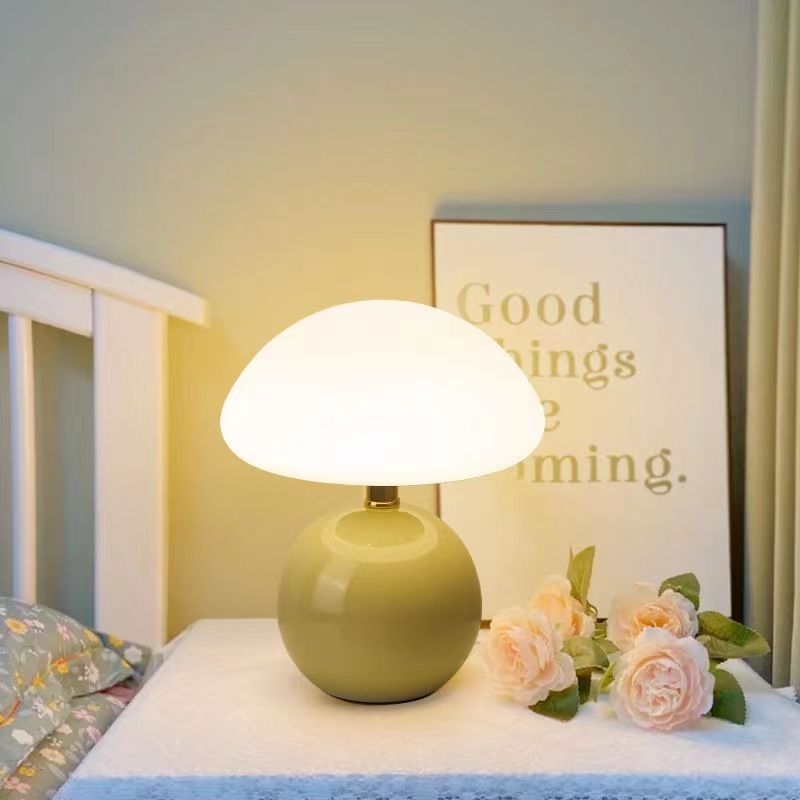 Ceramic Mushroom Table Lamp, 3-Colour LED Light