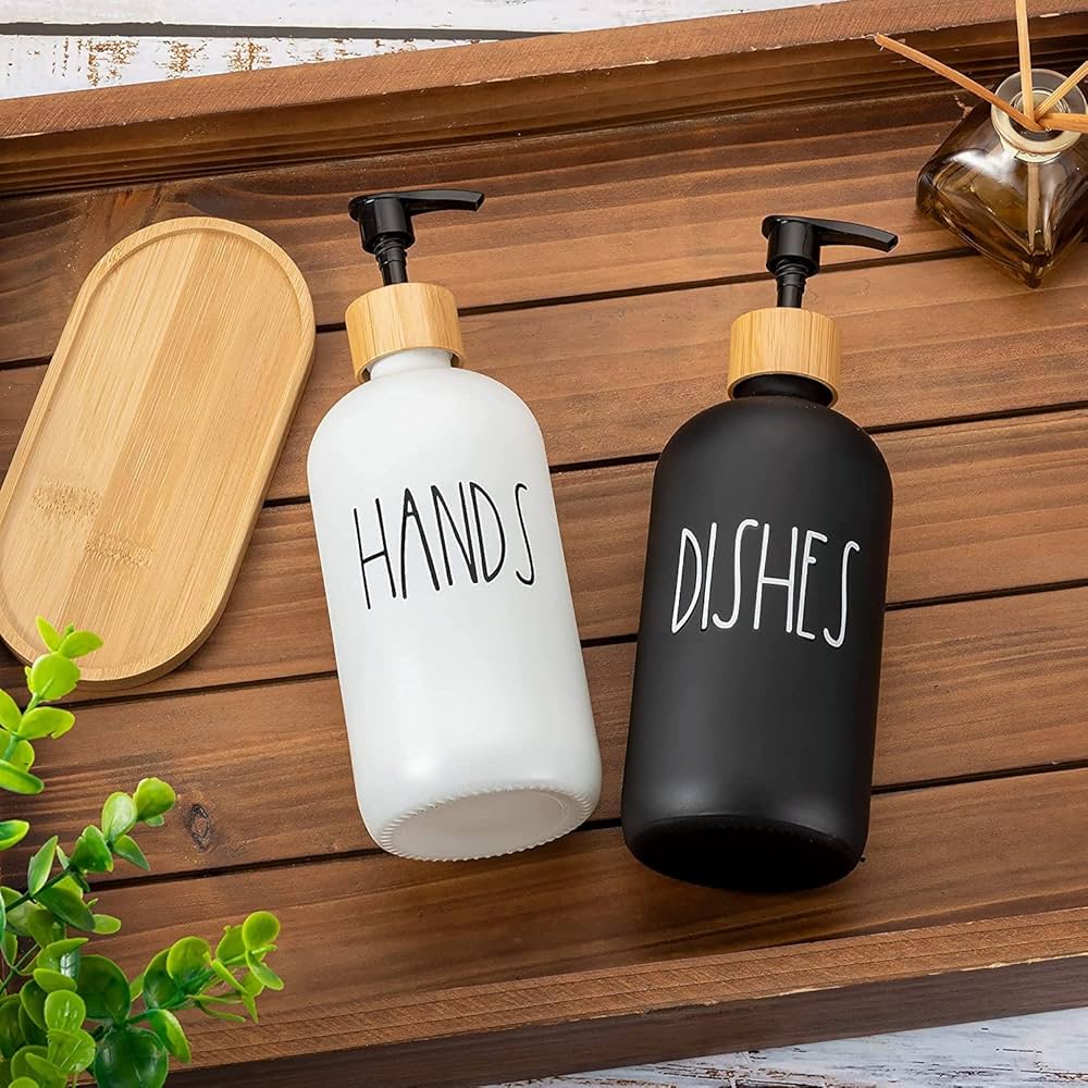 Hands & Dishes Soap Dispenser Set with Tray