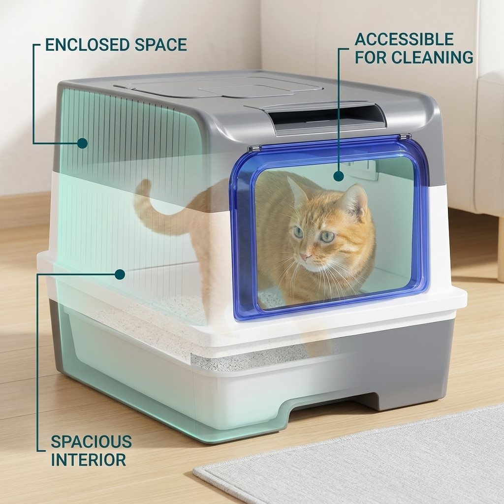 Bac à litière fermé pour chat avec lampe UV
