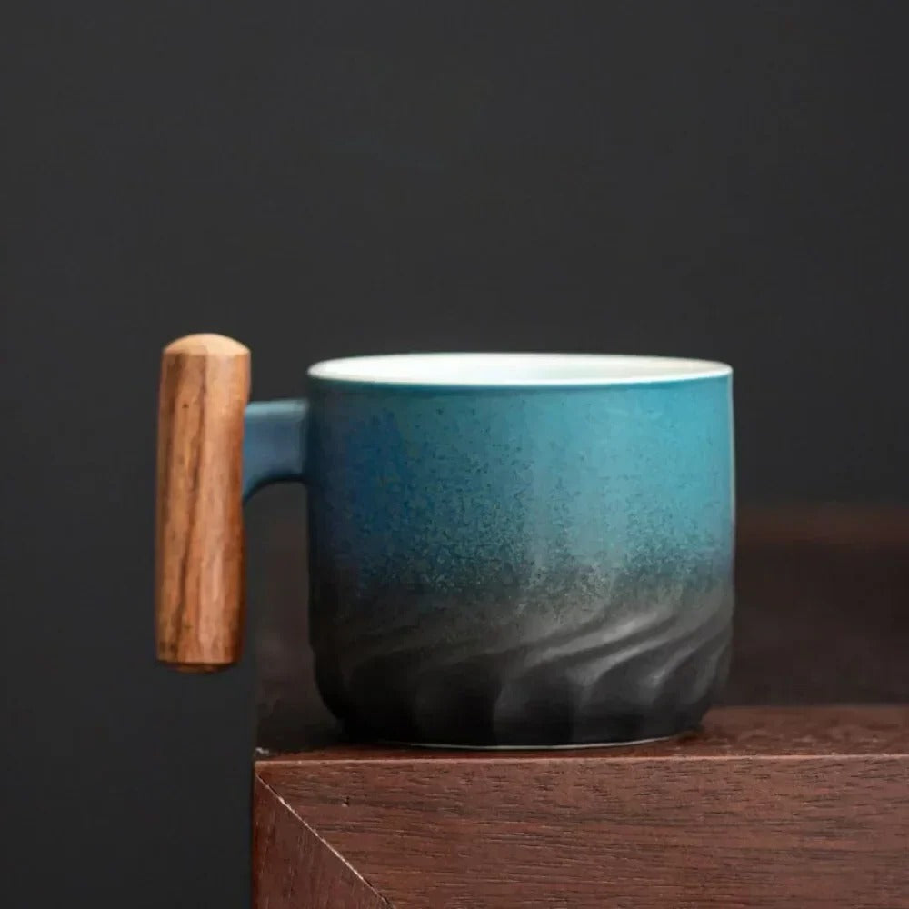 Vintage Espresso Cups with Natural Wooden Handle