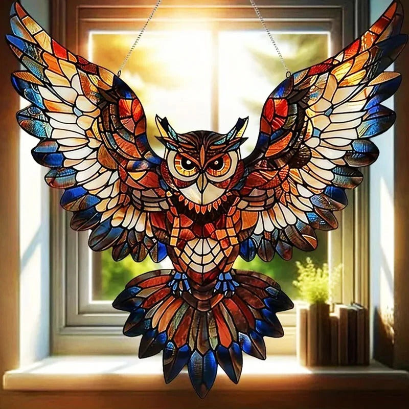 Attrape-soleil colibri en verre suspendu