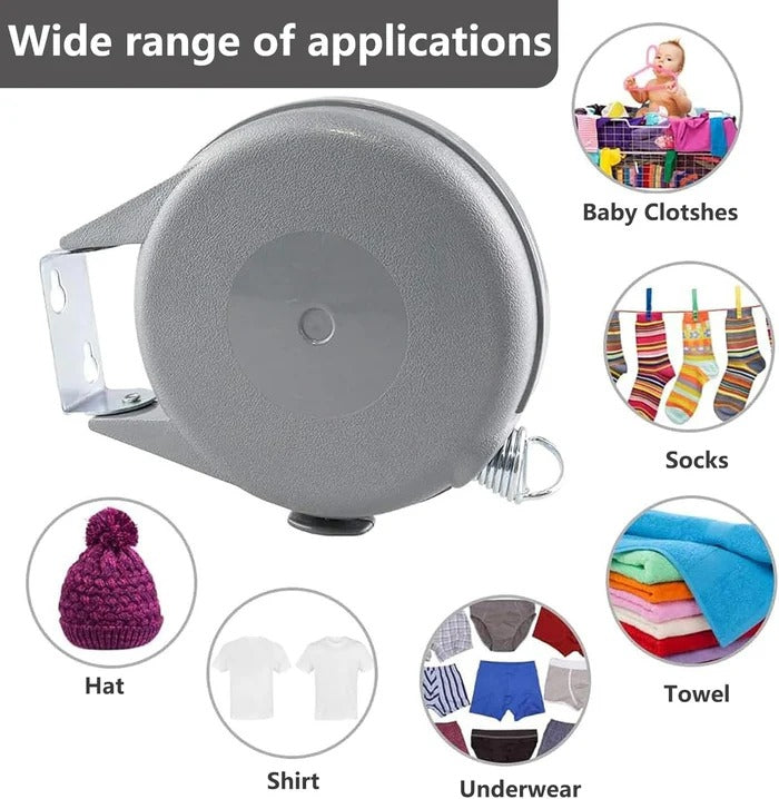 Fil à Linge Rétractable à Fixation Pivotante