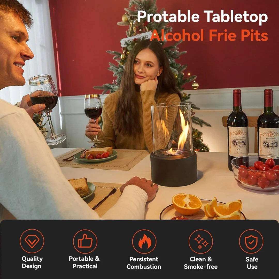 Cheminée de Table en Verre Portable
