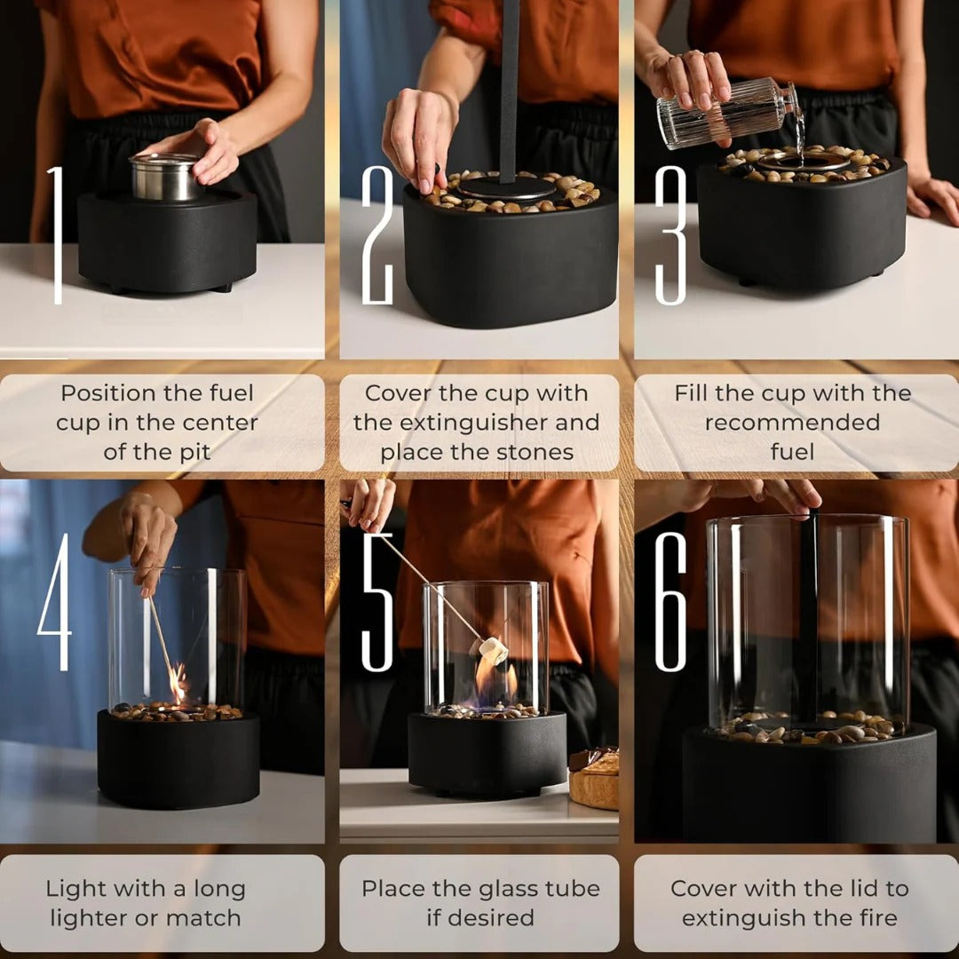 Cheminée de Table en Verre Portable