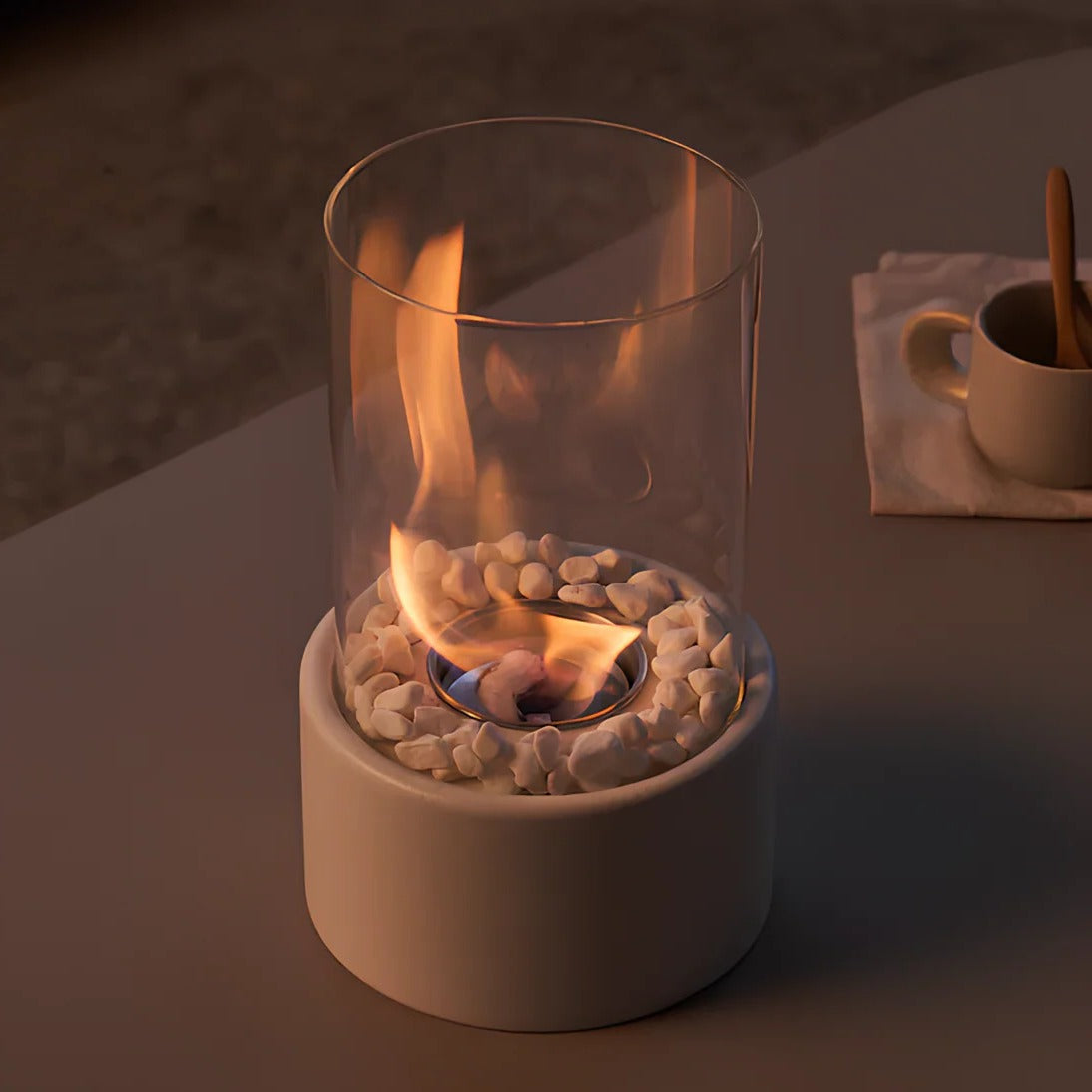 Cheminée de Table en Verre Portable