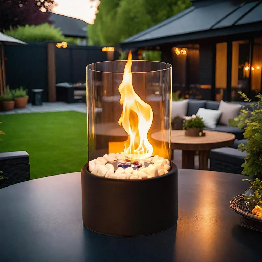 Cheminée de Table en Verre Portable