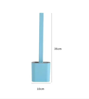 Brosse WC en Silicone avec Support Mural - Bleu