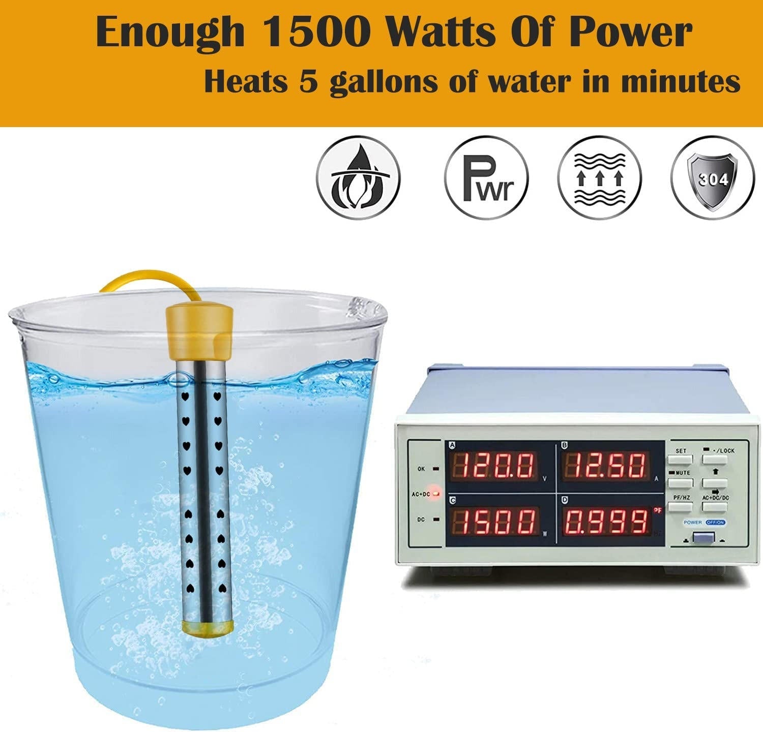 Chauffe-Eau a Immersion Portable 1500W