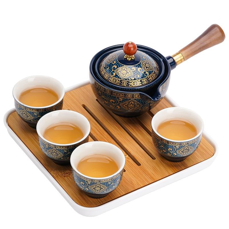 Japanese Tea Set with Rotating Ceramic Teapot