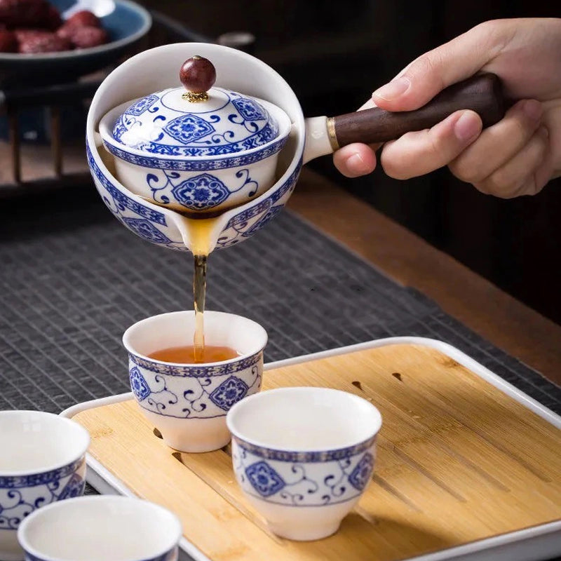 Japanese Tea Set with Rotating Ceramic Teapot