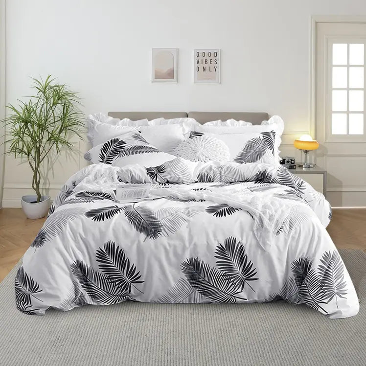 Reversible Cotton Bedding Set, Botanical Print