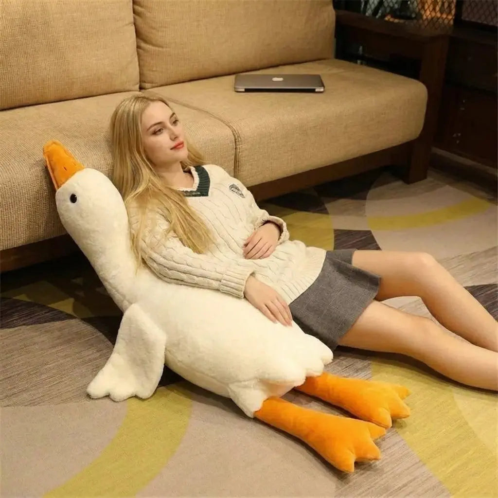 Coussin peluche oie rigolote, 50 à 130 cm