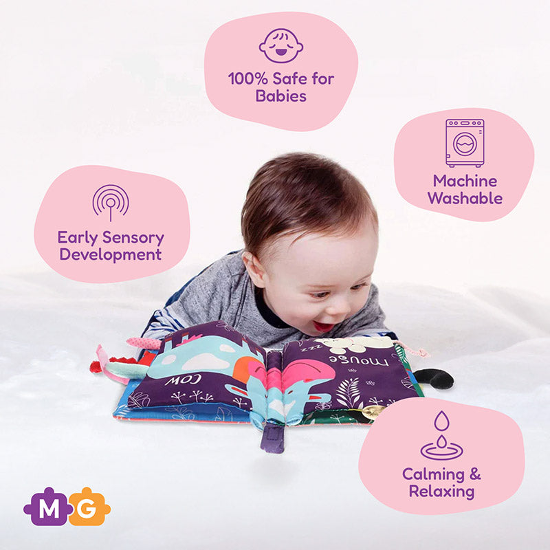 Livre sensoriel en tissu pour bébé, 4 thèmes