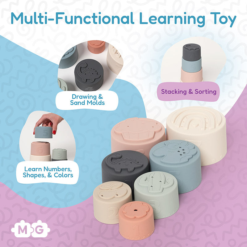 7 gobelets à empiler en silicone pour bébé
