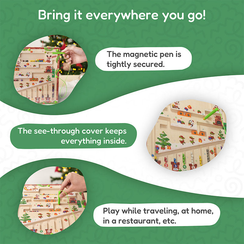 Wooden Christmas Magnetic Maze, Ages 3+