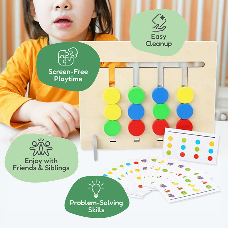 Double-Sided Wooden Logic Game, 18 Cards, Ages 3+