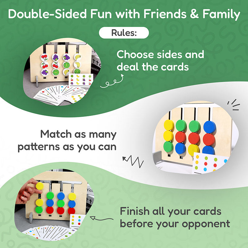 Double-Sided Wooden Logic Game, 18 Cards, Ages 3+