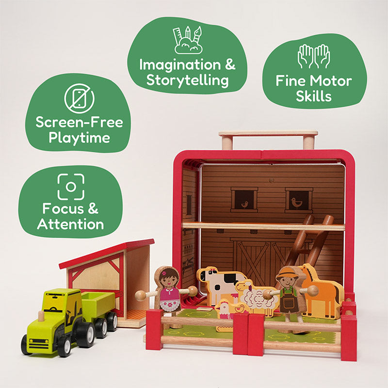 Wooden Farm Play Set to Assemble, 14 Pieces, Ages 3+