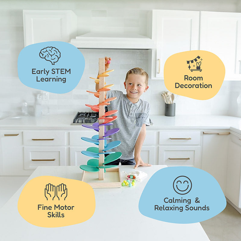 Wooden Rainbow Marble Tree, Ages 3+