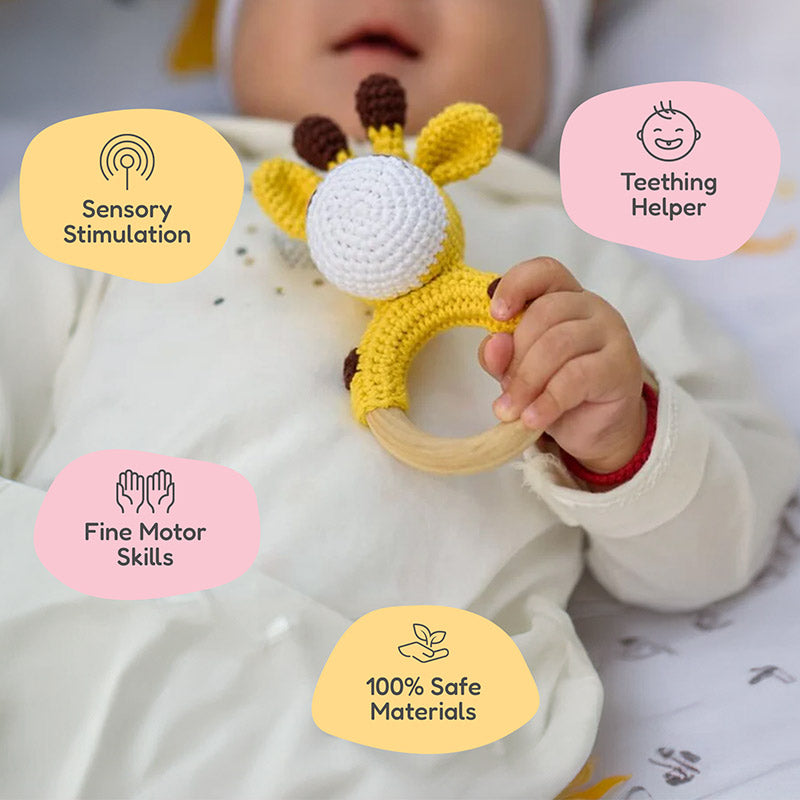 Coffret de 5 hochets en bois pour bébé