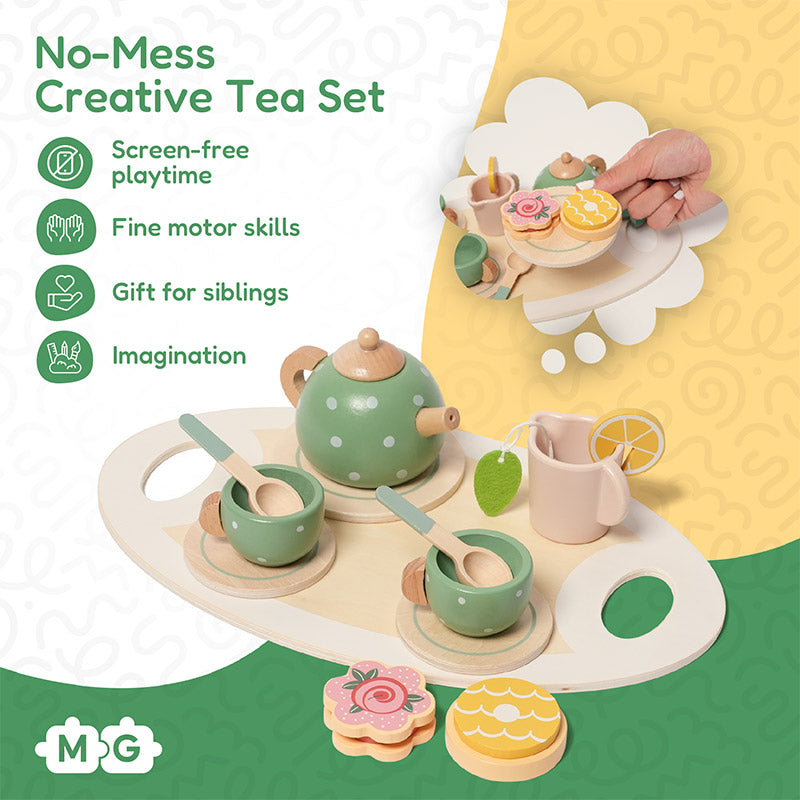 Wooden Play Tea Set, 15 Pieces, from 3 Years