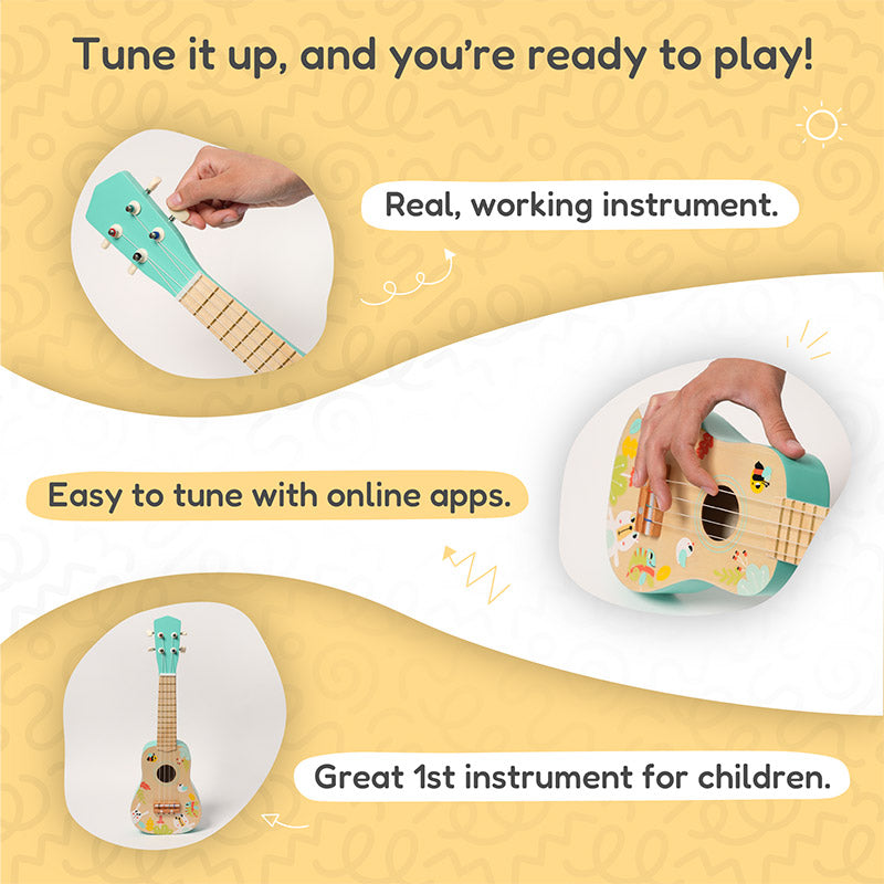 Children's Wooden Ukulele, Strung, Ages 3+