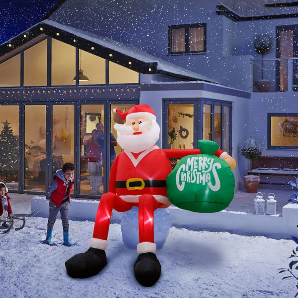 Giant 2.4m Inflatable Climbing LED Santa Claus