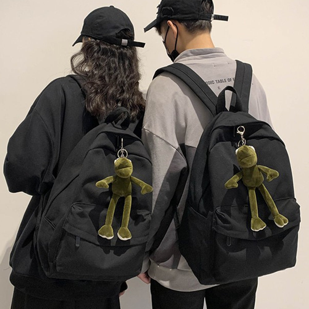 Sac à Dos Noir Minimaliste à Poche Zippée