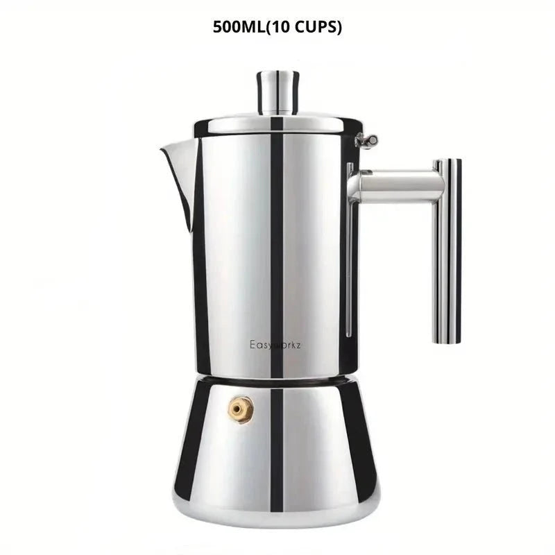 Italian Moka Pot in 18/8 Stainless Steel, 200 to 500 ml