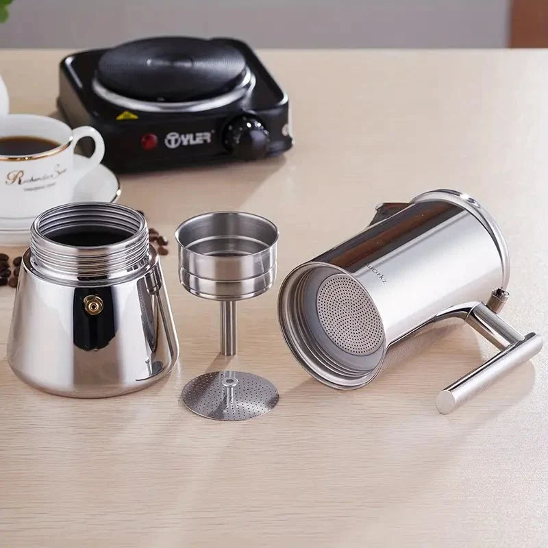Italian Moka Pot in 18/8 Stainless Steel, 200 to 500 ml