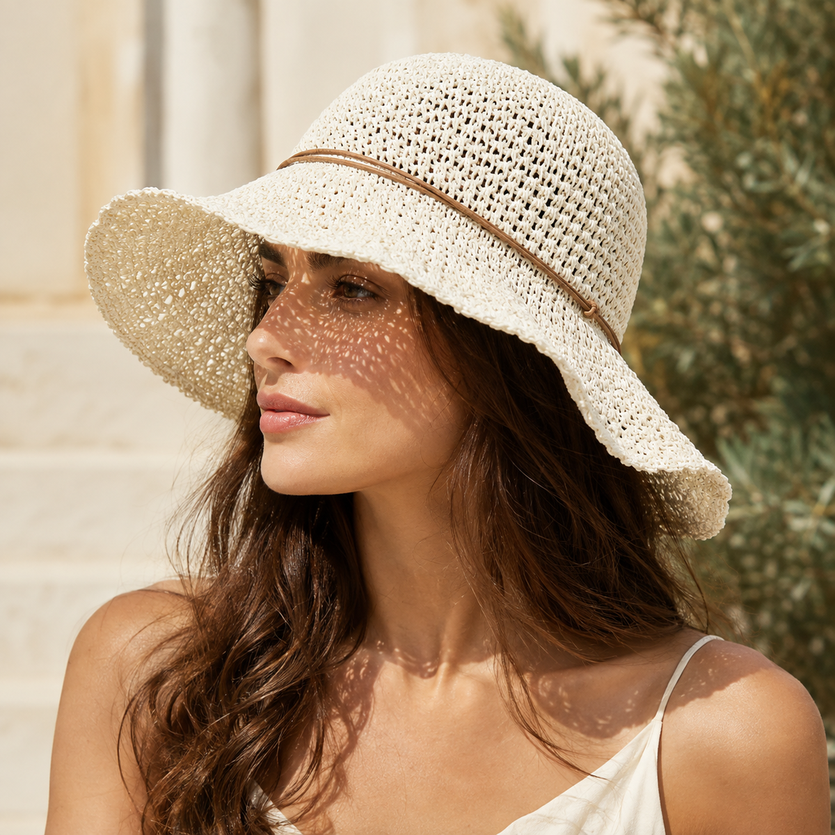 Chapeau de Paille à Large Bord pour Femme