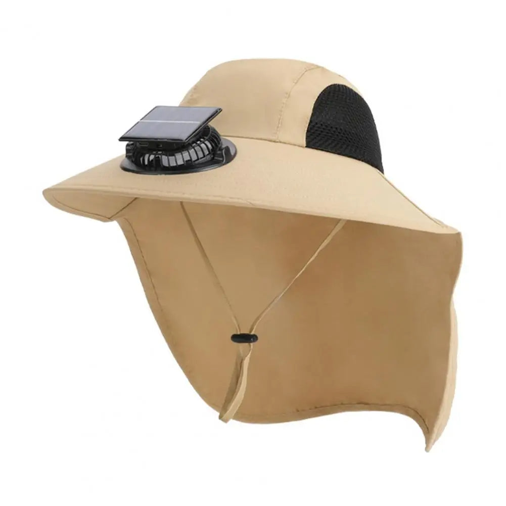 Chapeau Ventilateur Solaire Anti-UV à Large Bord