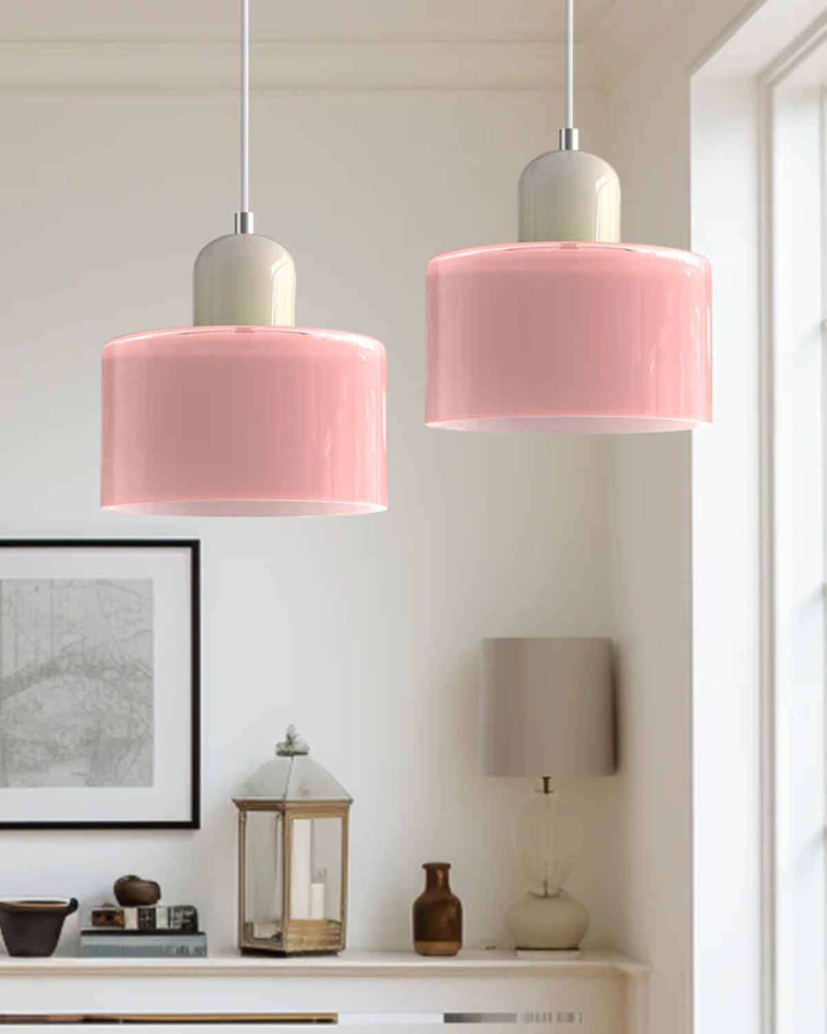 Petite suspension en verre coloré, 15 cm
