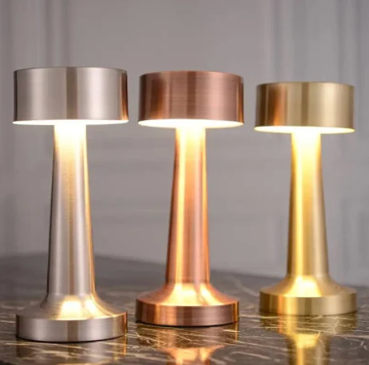 Cordless Metal Table Lamp, Dimmable Touch LED