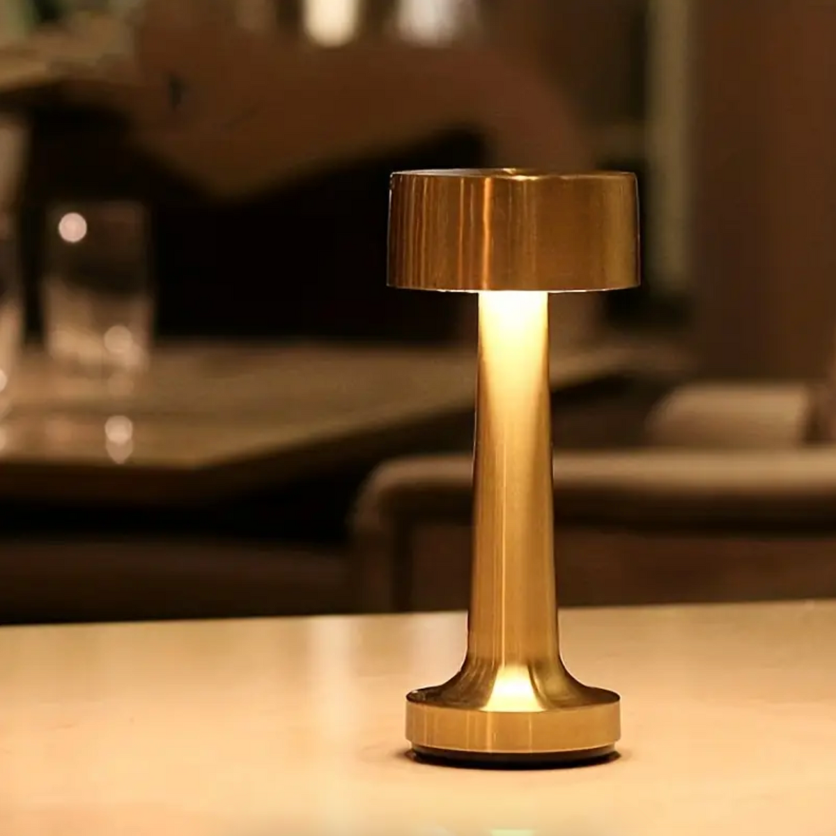 Cordless Metal Table Lamp, Dimmable Touch LED