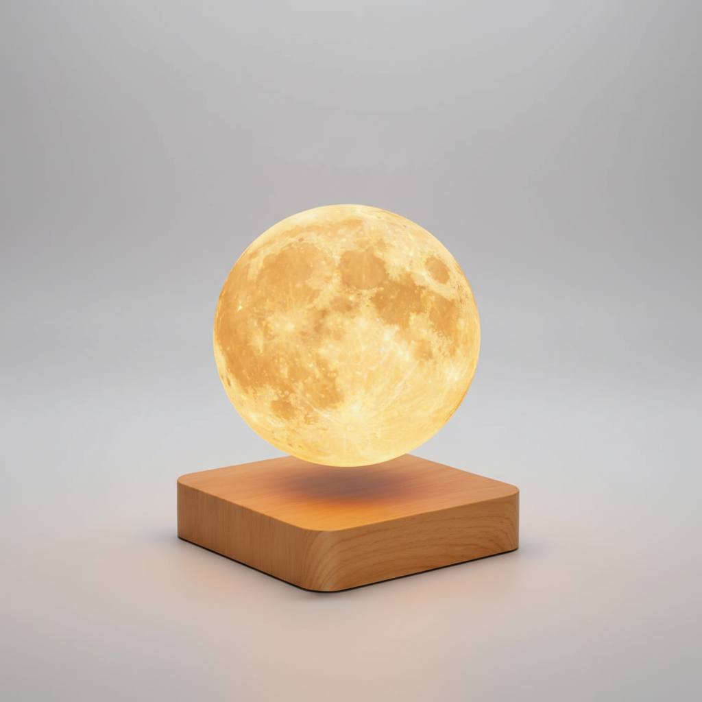 Floating-Effect LED Moon Lamp, Rechargeable and Dimmable