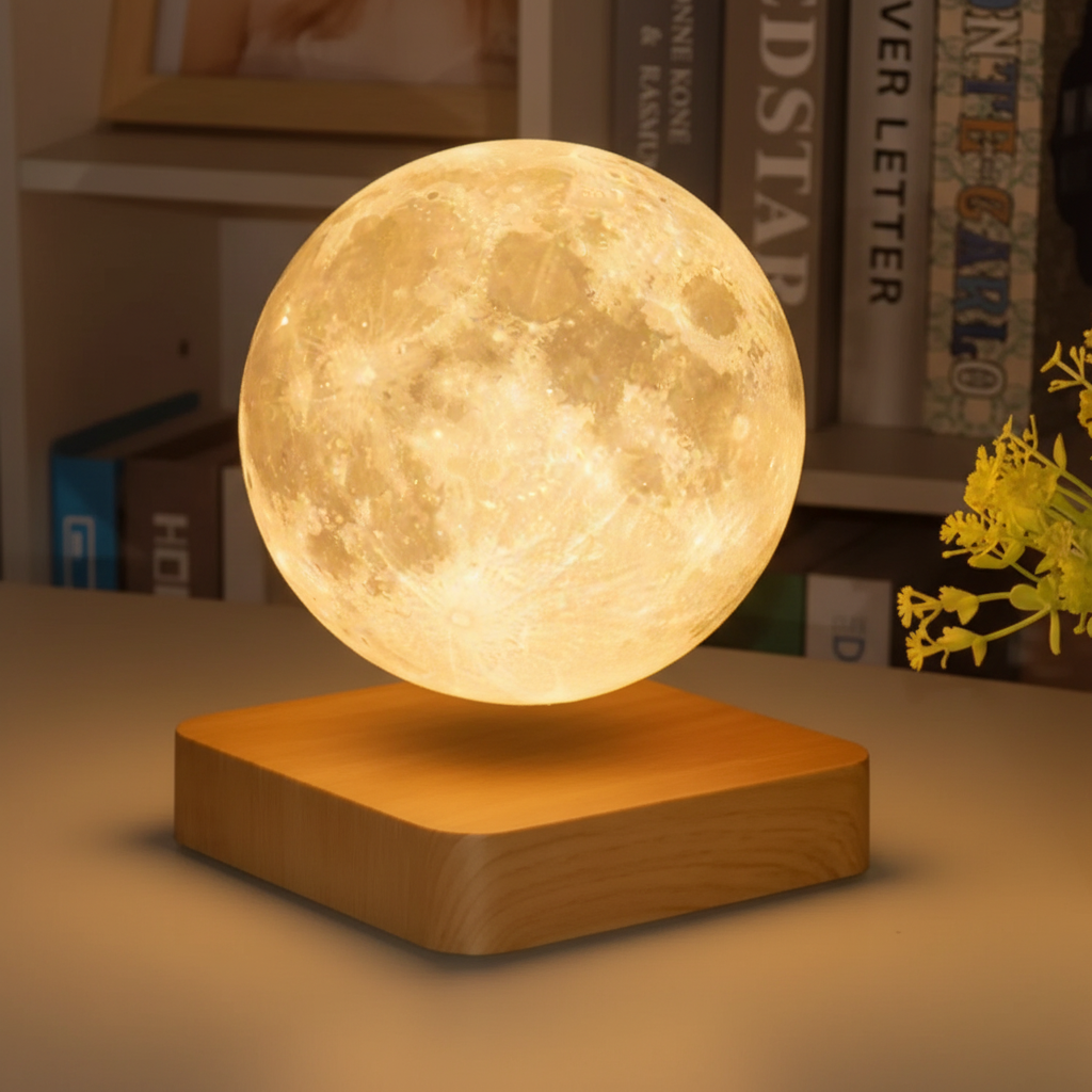 Floating-Effect LED Moon Lamp, Rechargeable and Dimmable