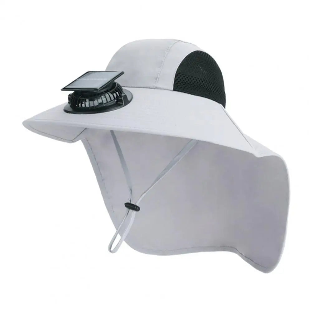 Chapeau Ventilateur Solaire Anti-UV à Large Bord