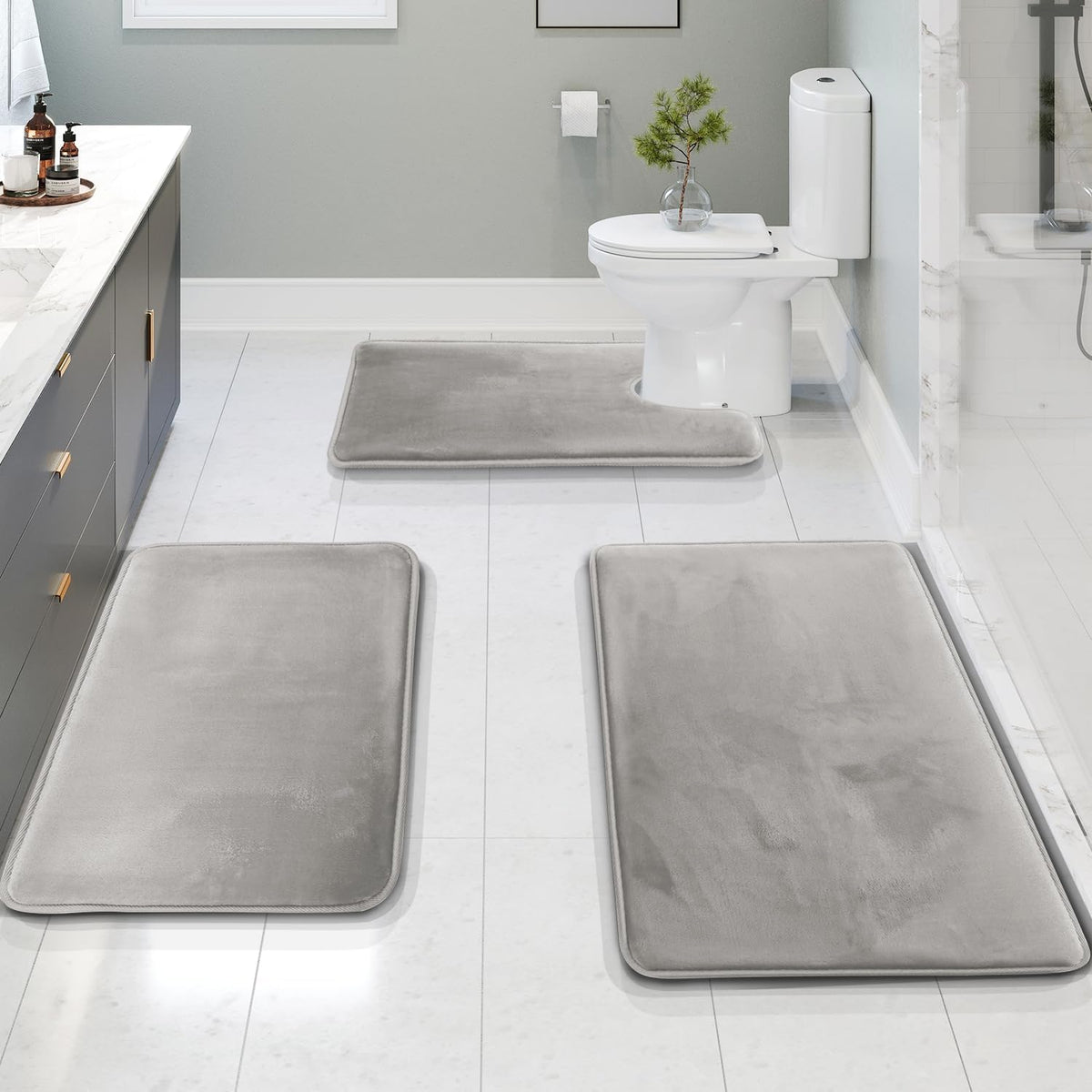Set de 3 tapis de bain en mousse à mémoire
