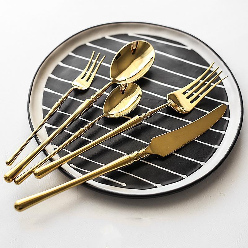 Ménagère dorée en inox 18/10, 20, 30 ou 60 pièces