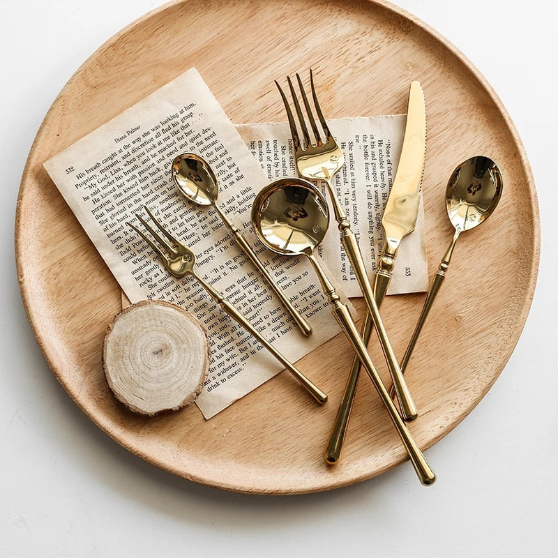 Gold Stainless Steel Cutlery Set 18/10, 20 to 60 Pieces