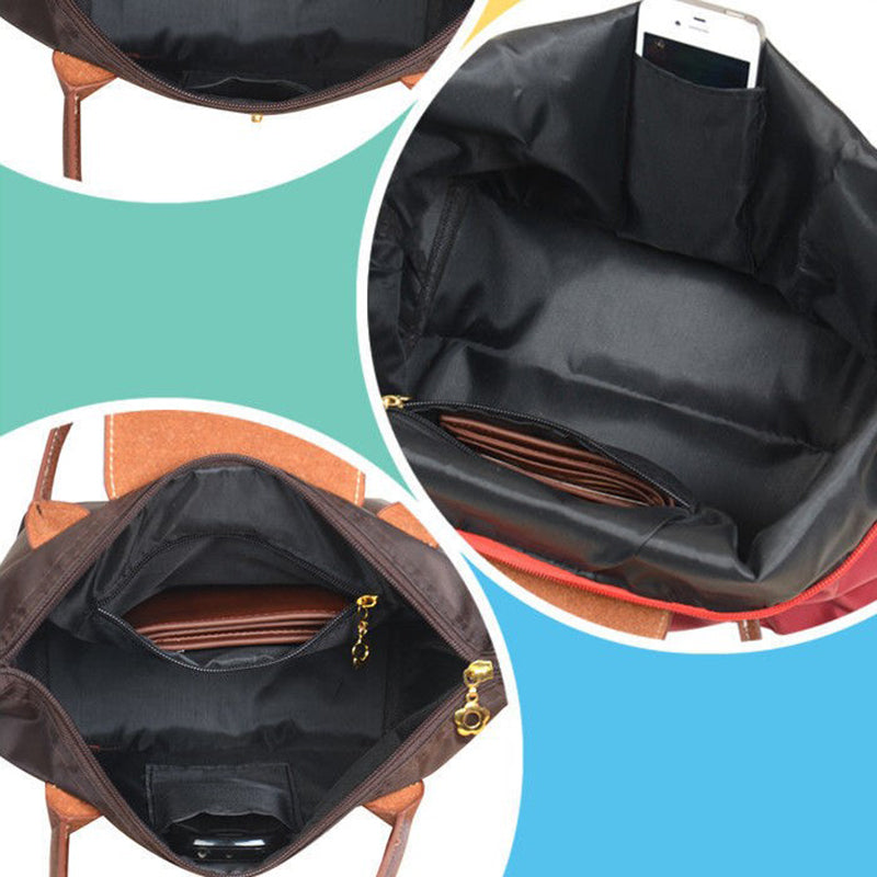 Sac cabas en nylon déperlant avec finitions en cuir