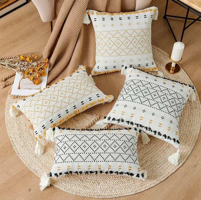 SatinCiel - Housse de Coussin Bohème Tuftée