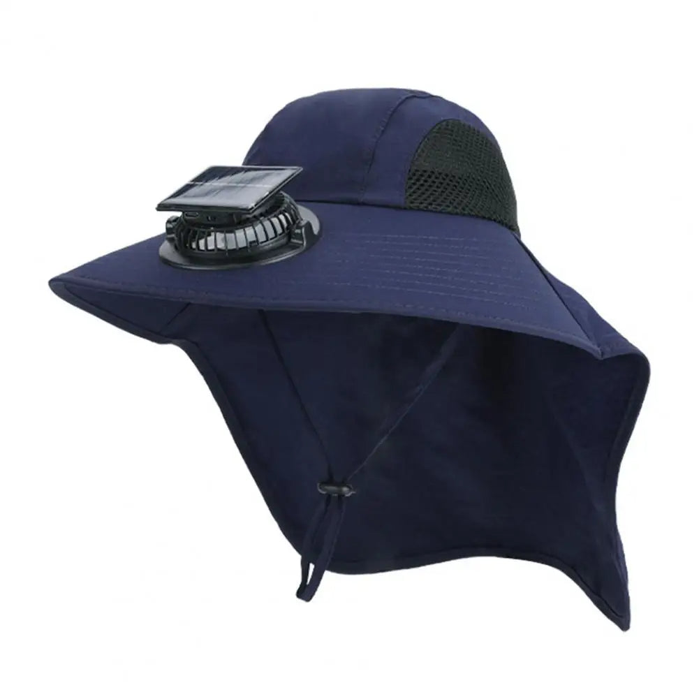 Chapeau Ventilateur Solaire Anti-UV à Large Bord