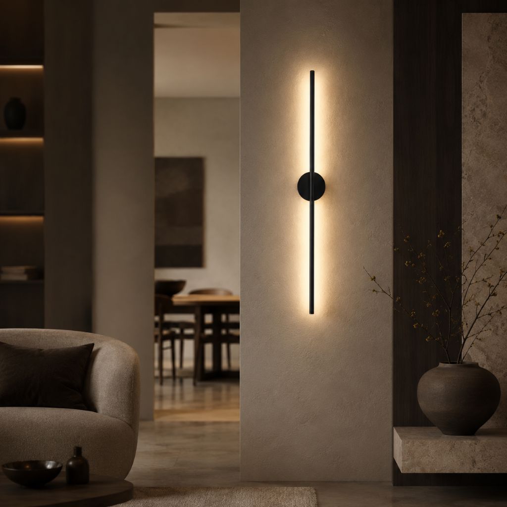 Black Linear LED Wall Light, Slim Design
