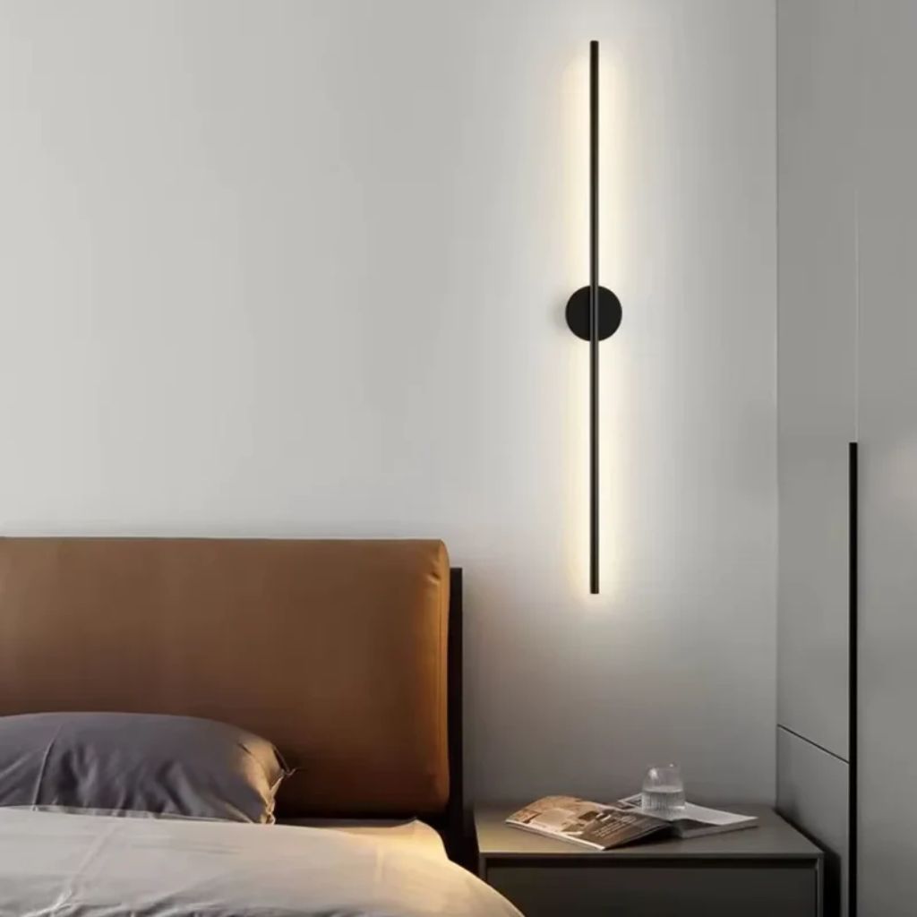 Black Linear LED Wall Light, Slim Design
