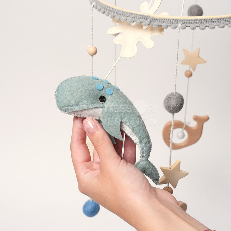 Ocean Baby Mobile in Wood and Felt, From Birth