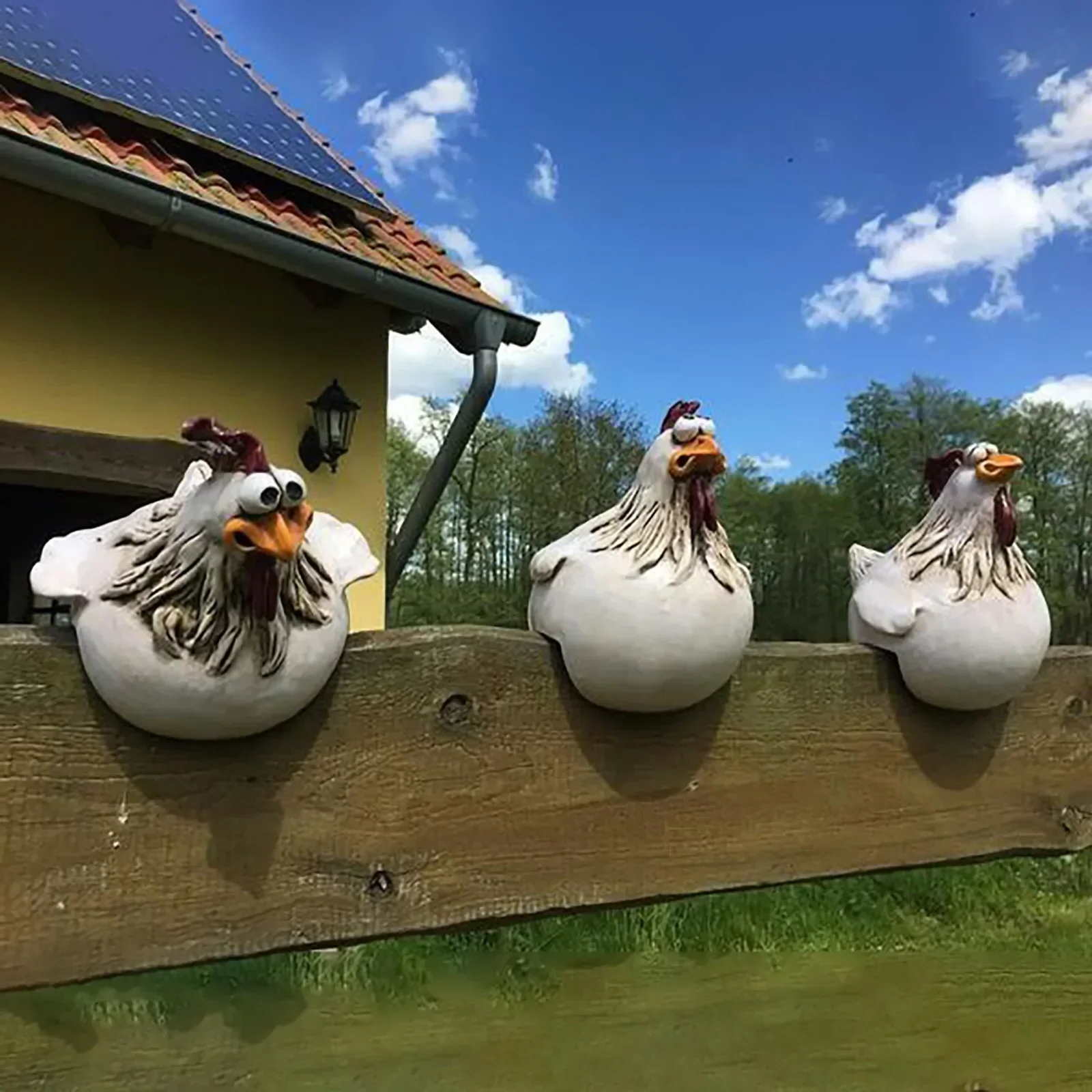 Statue de Poule Décorative en Résine pour Clôture