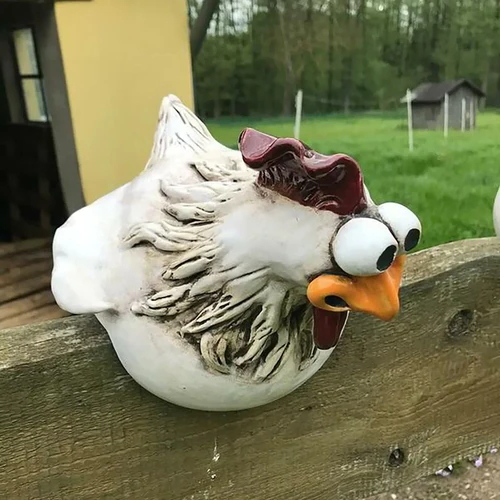 Statue de Poule Décorative en Résine pour Clôture